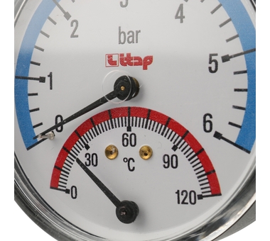 Termomanometru radial D. 1/2" 6 bar, 0-120º C, D. 80  ITAP