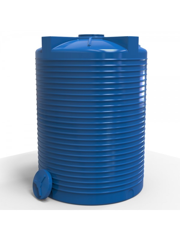 Rezervor apa 7500 L vertical, oval (albastru) cu stut D. 2" D. 215 cm, H=225 cm