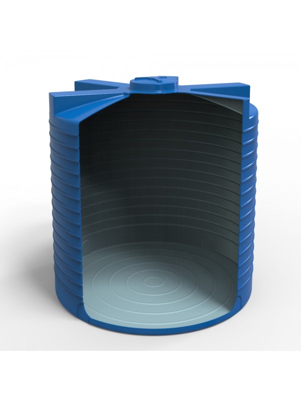 Rezervor apa 7500 L vertical, oval (albastru) cu stut D. 2" D. 215 cm, H=225 cm