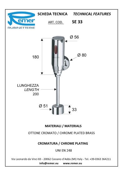 Robinet pisoar 1/2" cu sensor (max. 3 bar) SE33  REMER