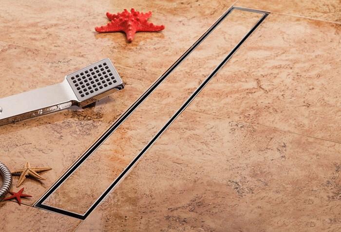 Rigola de dus lineara set 600 x 70 mm D. 50 x 90° TILE INSERT (fara grilar, sub teracota) FLH40-A2 С16  UNIPLAST