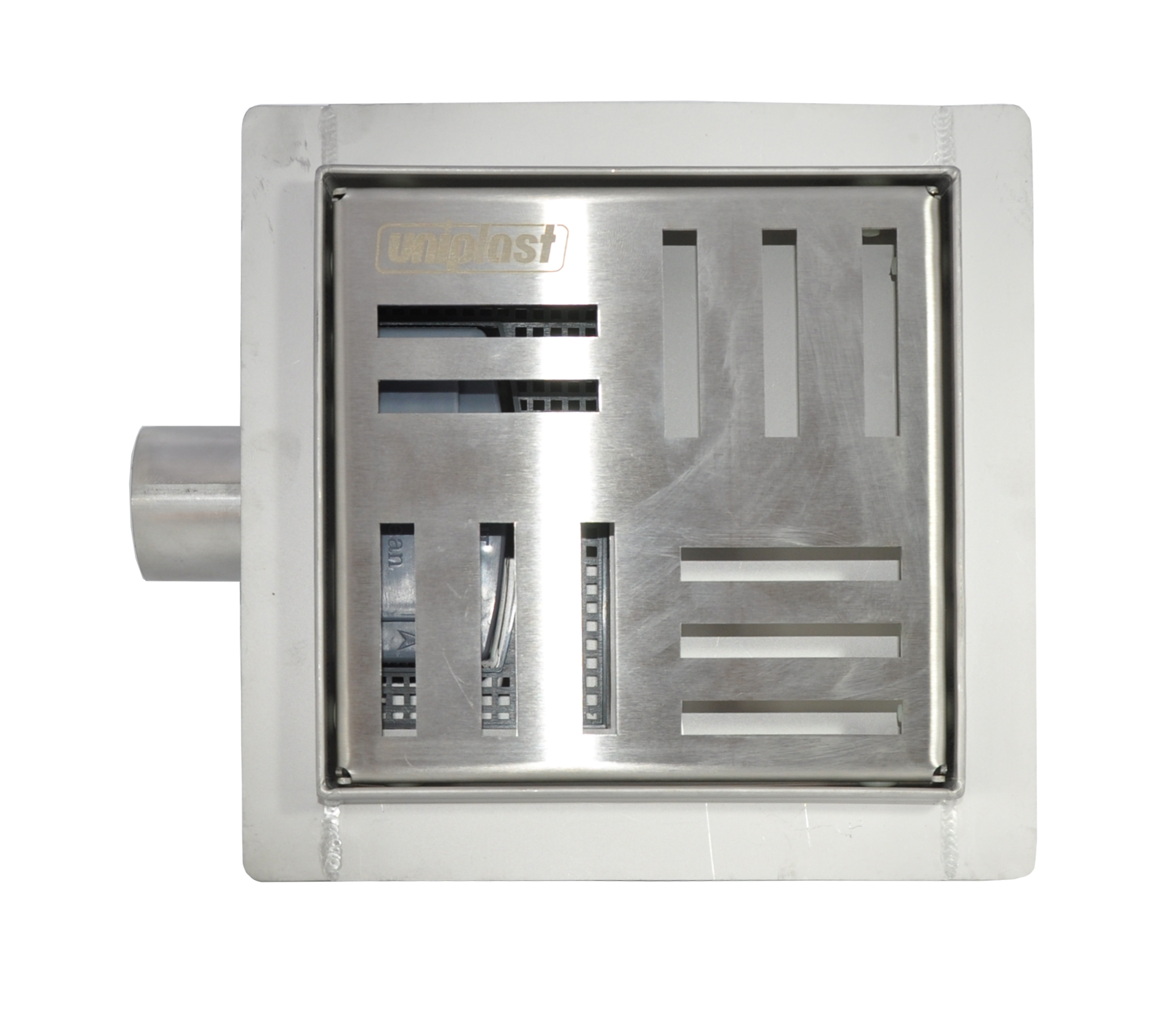 Rigola de dus patrata, set D. 40 x 90° S08 HOLE (inox) 150 x 150 x 67 mm  UNIPLAST