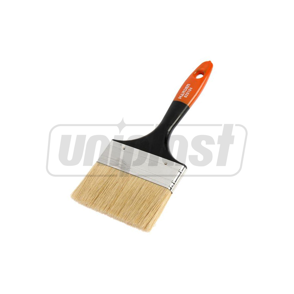 Кисть малярная плоская 4", натуральная, пластиковая ручка  HARDEN