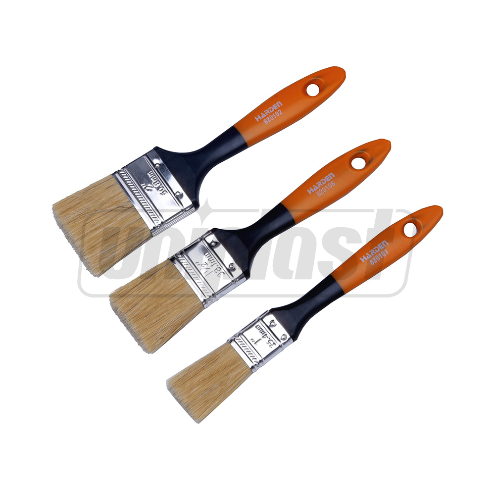 Кисти малярные в комплекте 3 шт. 1", 1.5", 2" пластиковая ручка  HARDEN