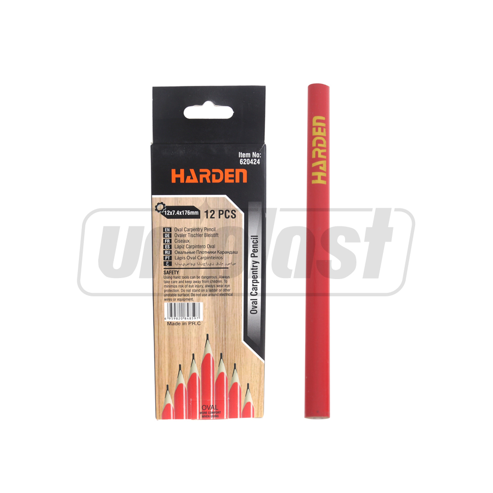 Creion tamplarie oval 12 x 7.4 x 176 mm (12 buc. cutie) (rosu)  HARDEN