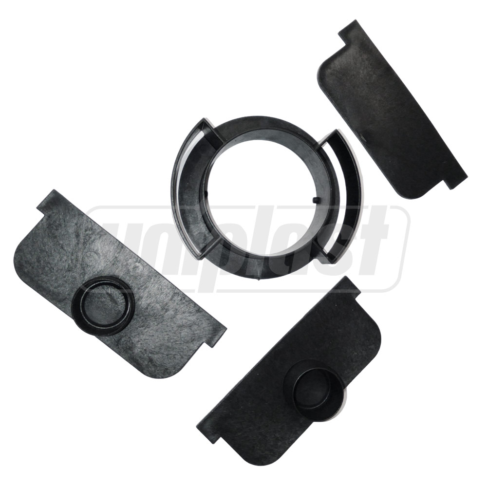 Set canal H50 100/30 mm (negru): adaptor vertical D.110 (1 buc.) + capac frontal cu racord D. 32 (2 buc.) + capac de exterior (1 buc.) A15  MUFLESYSTEM