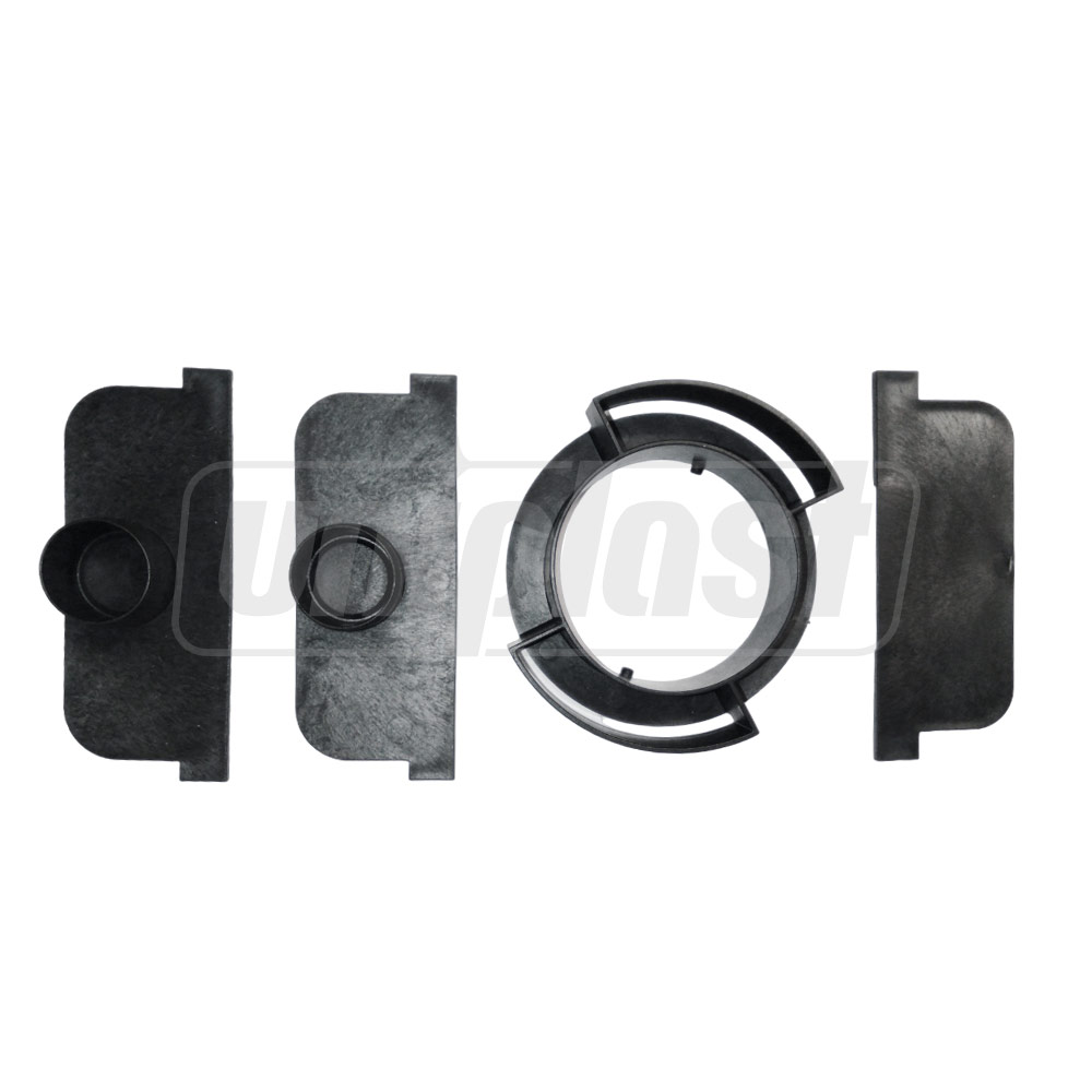 Set canal H50 100/30 mm (negru): adaptor vertical D.110 (1 buc.) + capac frontal cu racord D. 32 (2 buc.) + capac de exterior (1 buc.) A15  MUFLESYSTEM