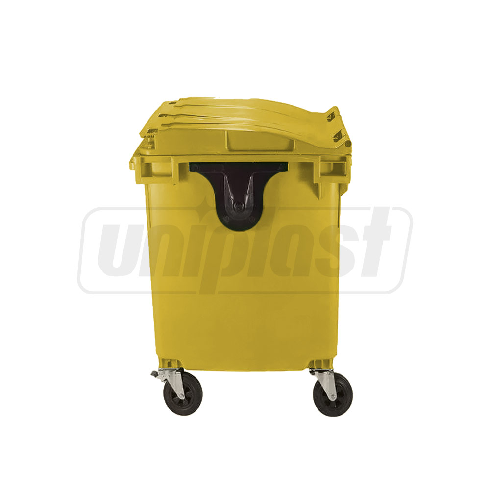 Cos pentru transportarea deseurilor 1100 L din plastic pe roti (galben) UNI