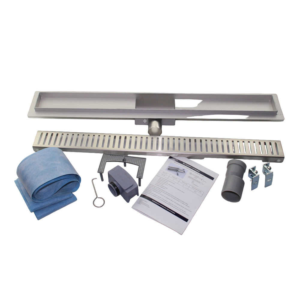 Rigola de dus lineara set 600 x 70 mm D. 50 x 90° STEP (Gratar clasic) FLH40-A2 С07  UNIPLAST
