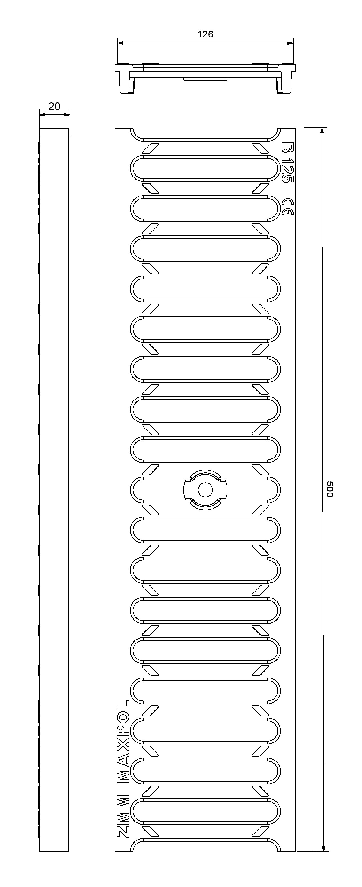 Gratar fonta canalizare fara rigola 500x126 mm B125  ZMM MAXPOL
