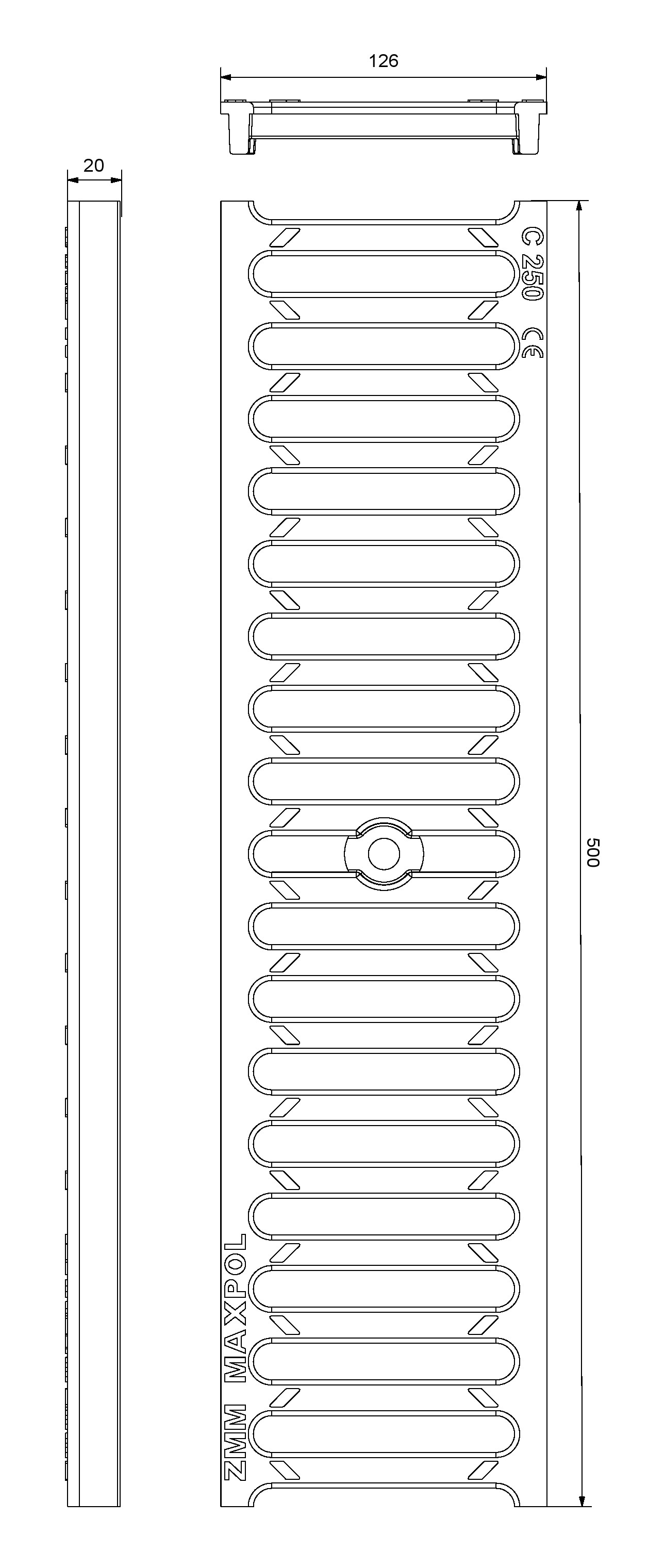 Решетка канализационная чугунная без лотка C250 500x126 мм  ZMM MAXPOL