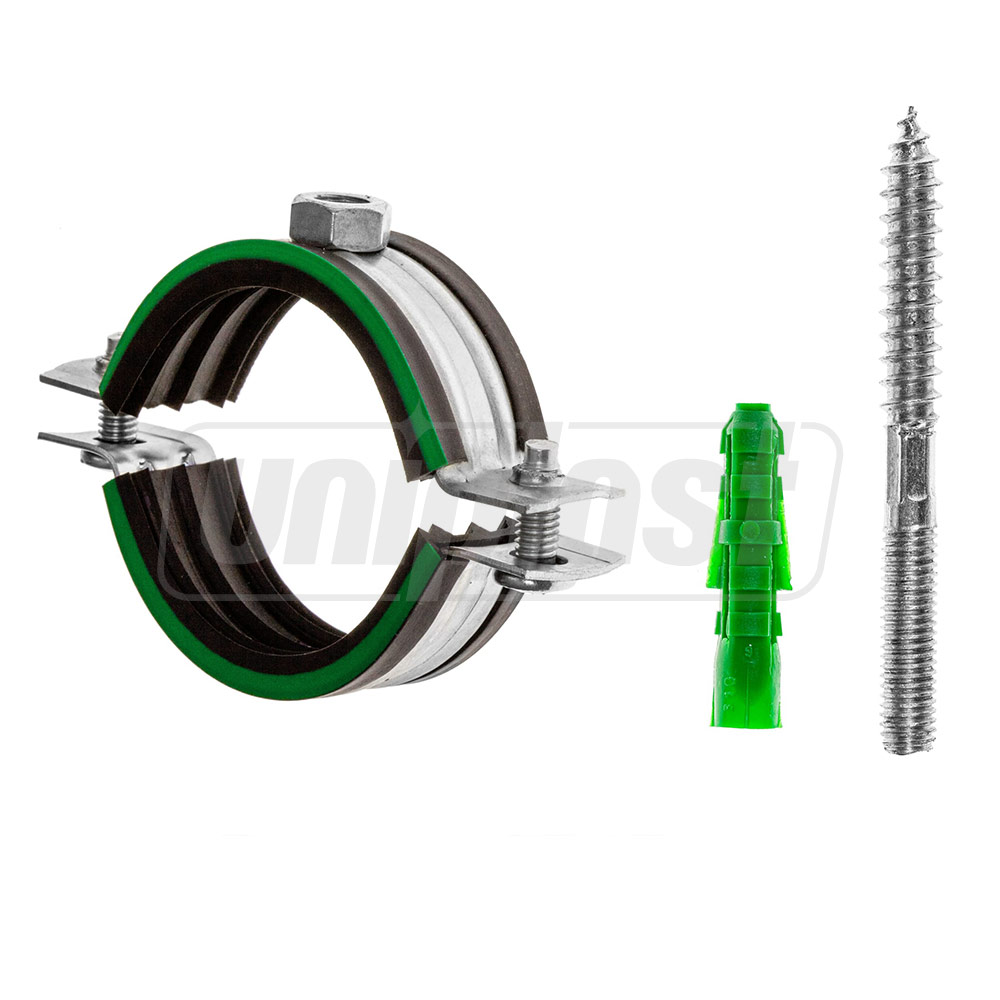 Colier metalic pentru teava cu garnitura din cauciuc si diblu (set) D. 20 mm - 3/4" (25-28 mm) 8 x 80 M8 RU