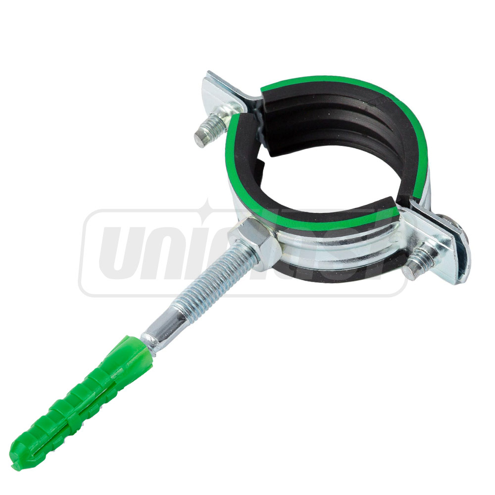 Colier metalic pentru teava cu garnitura din cauciuc si diblu (set) D. 20 mm - 3/4" (25-28 mm) 8 x 80 M8 RU
