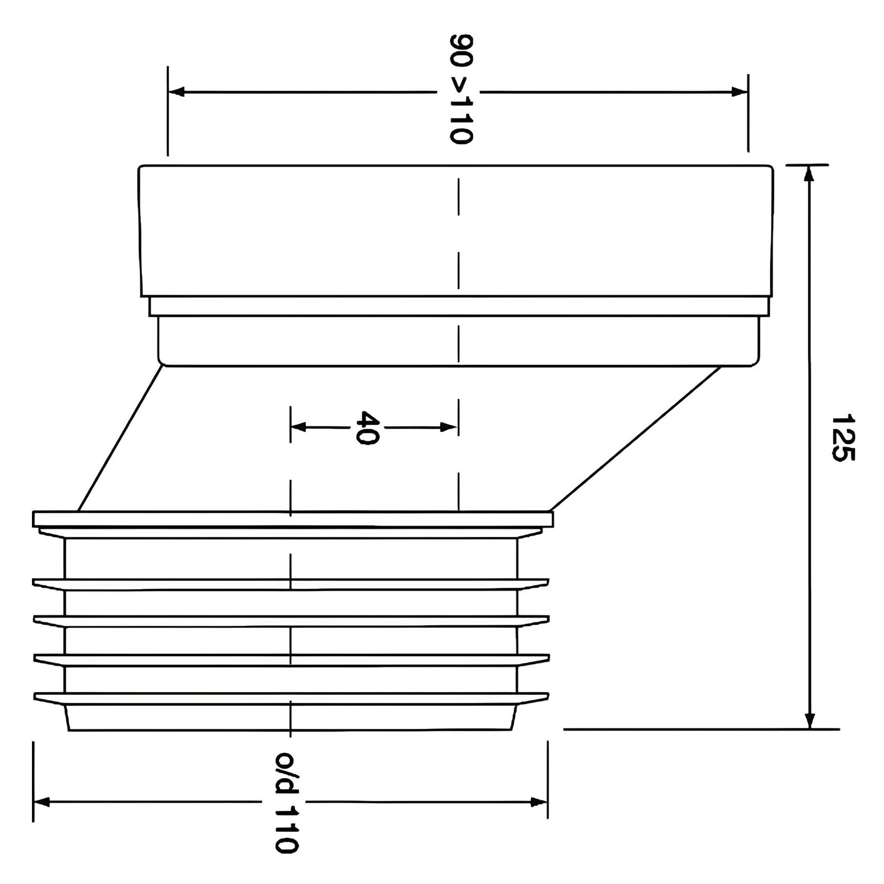 Manson WC excentric D.110 L=125 mm HC38  MCALPINE