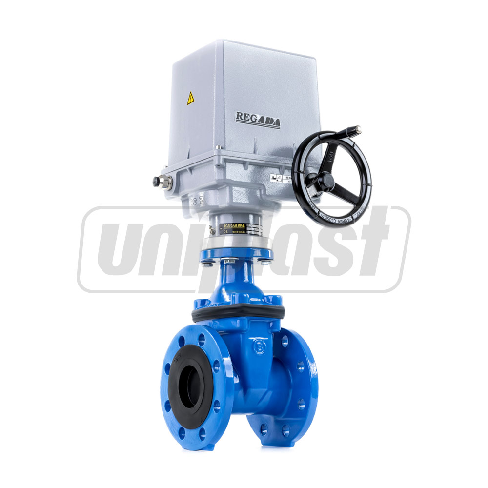 Vana fonta cu actionare electrica REGADA D. 65 PN16 pana cauciucata F4 (L=165 mm) (4 gauri)  BLUCAST