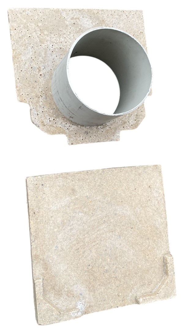 Set placa (2 buc.) capat fibrobeton 200x200 mm D.100 PVC pentru rigole 1000x200x200 mm (set 1 buc. exterioara + 1 buc. interioara) TR