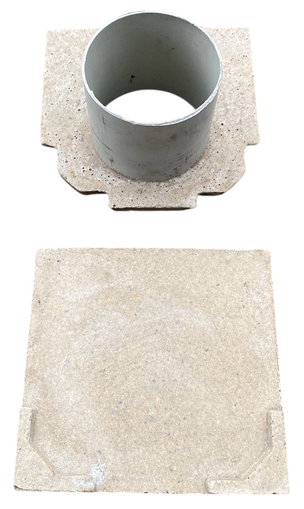 Set placa (2 buc.) capat fibrobeton 200x200 mm D.100 PVC pentru rigole 1000x200x200 mm (set 1 buc. exterioara + 1 buc. interioara) TR