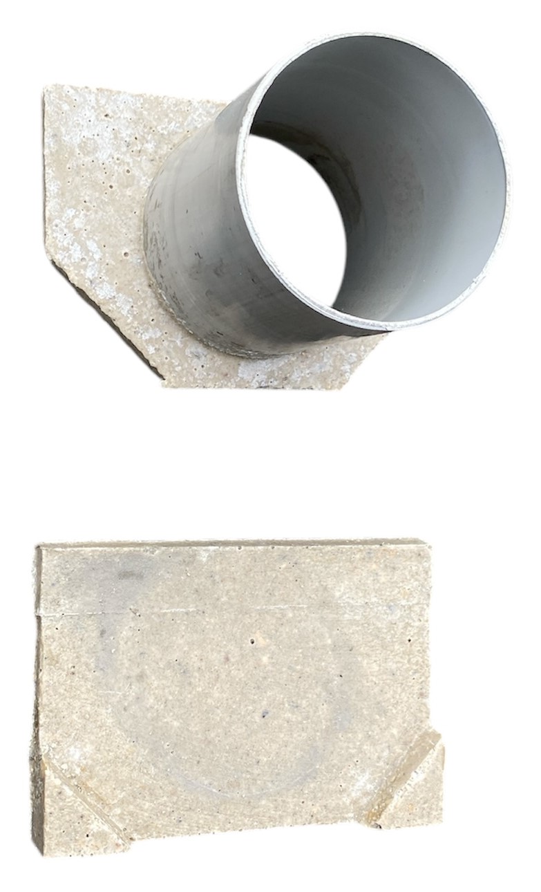 Set placa (2 buc.) capat fibrobeton 125x100 mm D. 75 PVC pentru rigole 1000x125x100 mm (set 1 buc. exterioara + 1 buc. interioara) TR