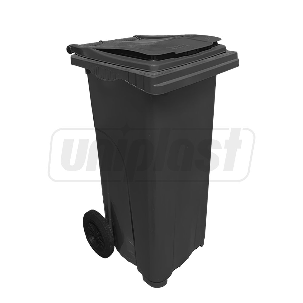 Cos HDPE pentru transportarea deseurilor 120 L pe roti (negru)  UNIPLAST TR