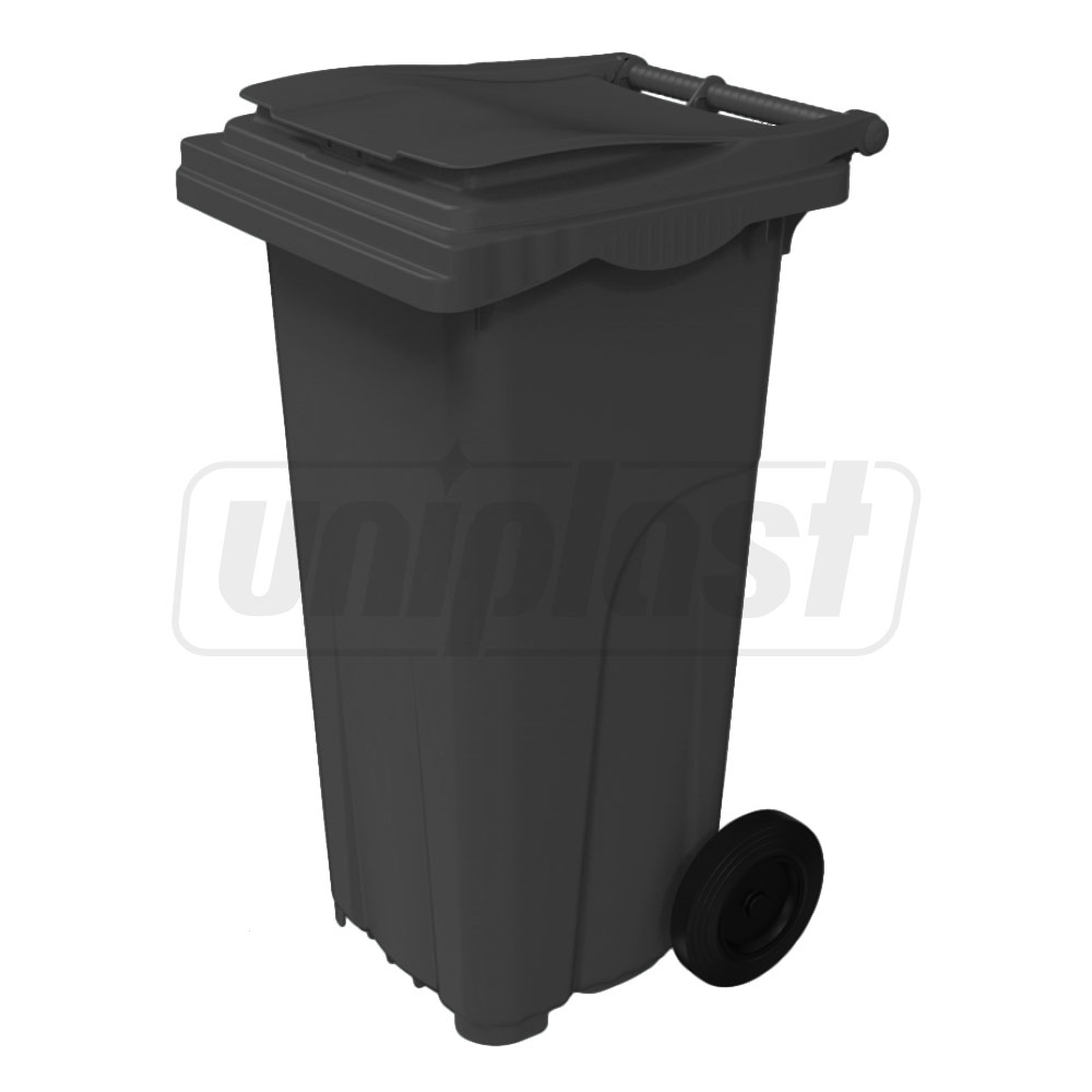 Cos HDPE pentru transportarea deseurilor 120 L pe roti (negru)  UNIPLAST TR