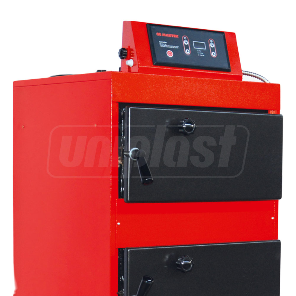 Cazan pe combustibil solid din otel 40MKB 4pass, 48 kW, 480 m² (lemne, carbune,seminte), L=1200 mm, W=630 mm  MAKTEK