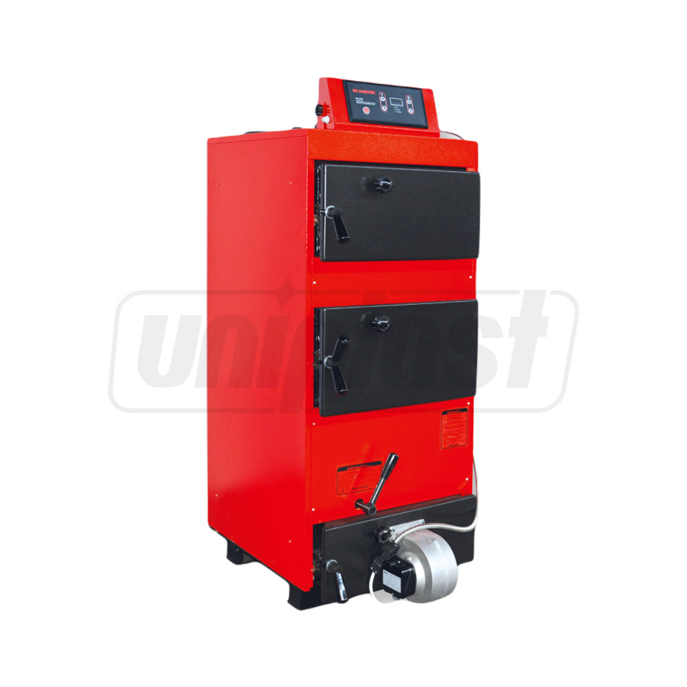 Cazan pe combustibil solid din otel 40MKB 4pass, 48 kW, 480 m² (lemne, carbune,seminte), L=1200 mm, W=630 mm  MAKTEK