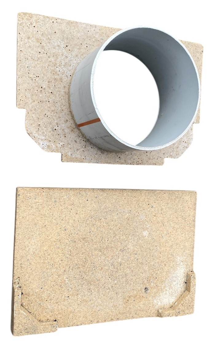 Set placa (2 buc.) capat fibrobeton 300x200 mm D.160 PVC pentru rigole 1000x200x300 mm (set 1 buc. exterioara + 1 buc. interioara) TR
