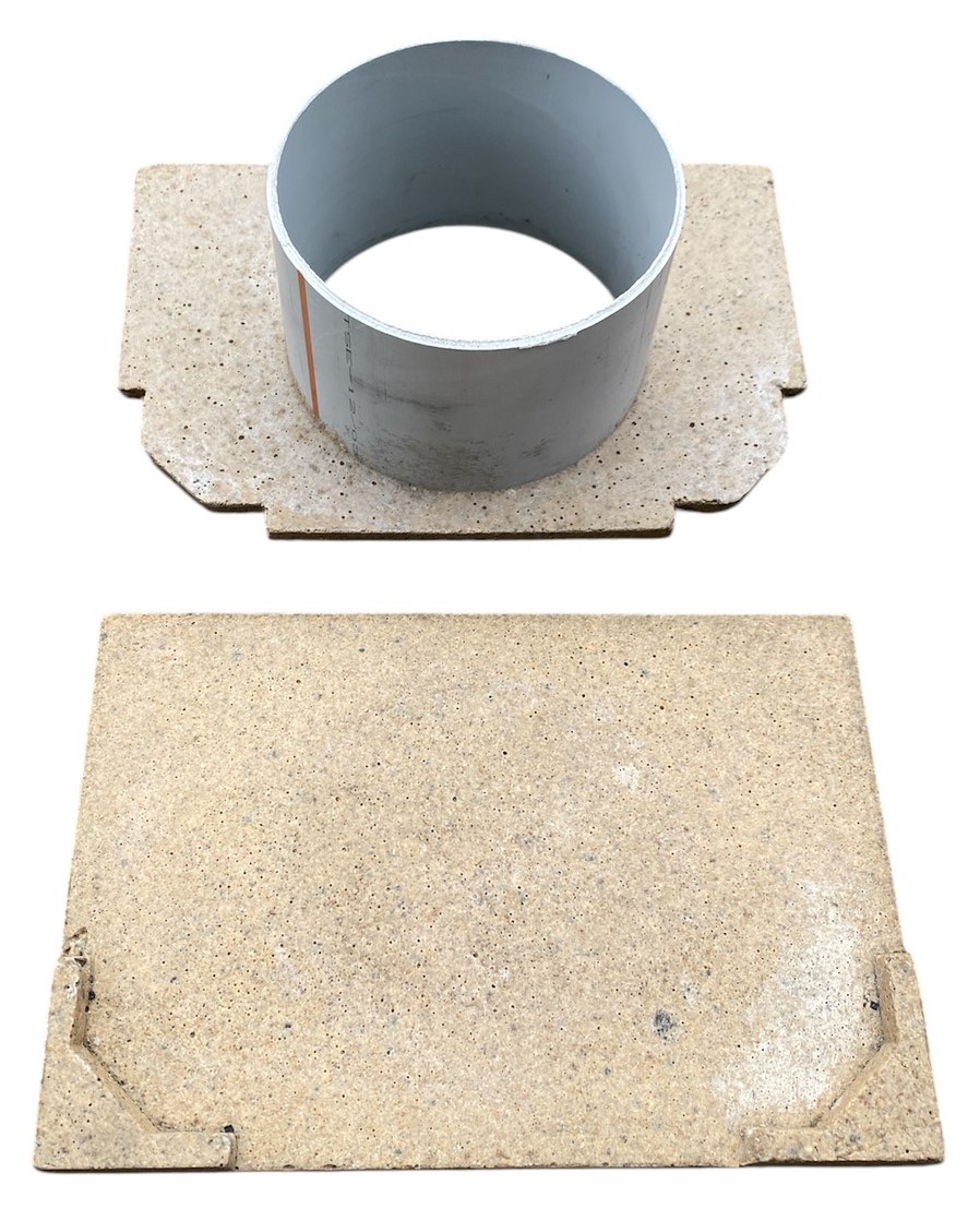 Set placa (2 buc.) capat fibrobeton 300x200 mm D.160 PVC pentru rigole 1000x200x300 mm (set 1 buc. exterioara + 1 buc. interioara) TR