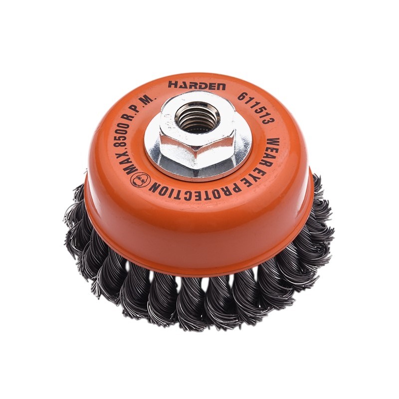 Perie rotunda de otel  75 mm cu piulita M14x2 Pro  HARDEN