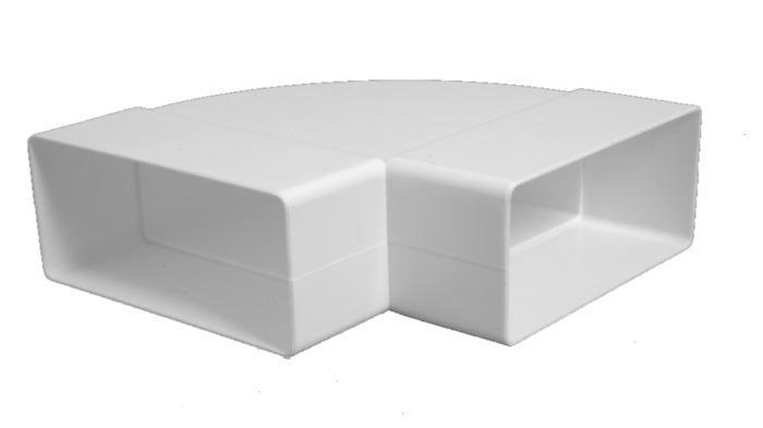 Cot orizontal canal ventilatie plat, plastic 55 x 220 mm / 90° KLH25-90  EUROPLAST