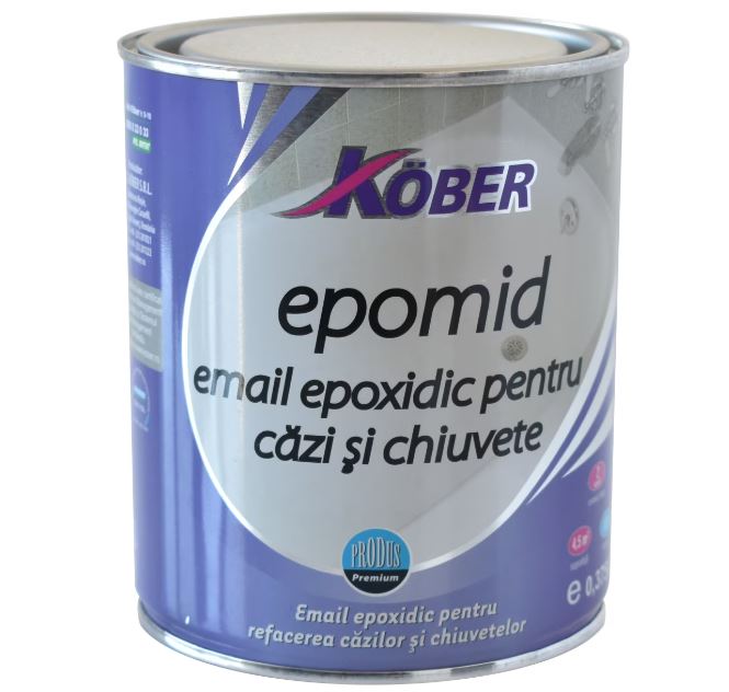 Email epoxidic RAL 9016 EPAMID KOBER 0.375 L pentru cazi si chiuvete (alb)