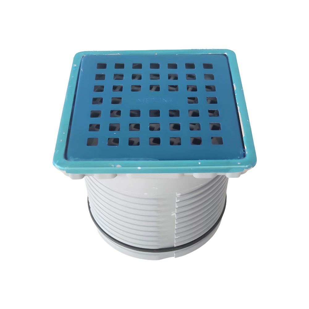 Sifon de pardoseala PP D.110 vertical (gri) (100 x 100 mm) cu grila si rama inox, ANTI-ODOR MG-10-A  METLINE