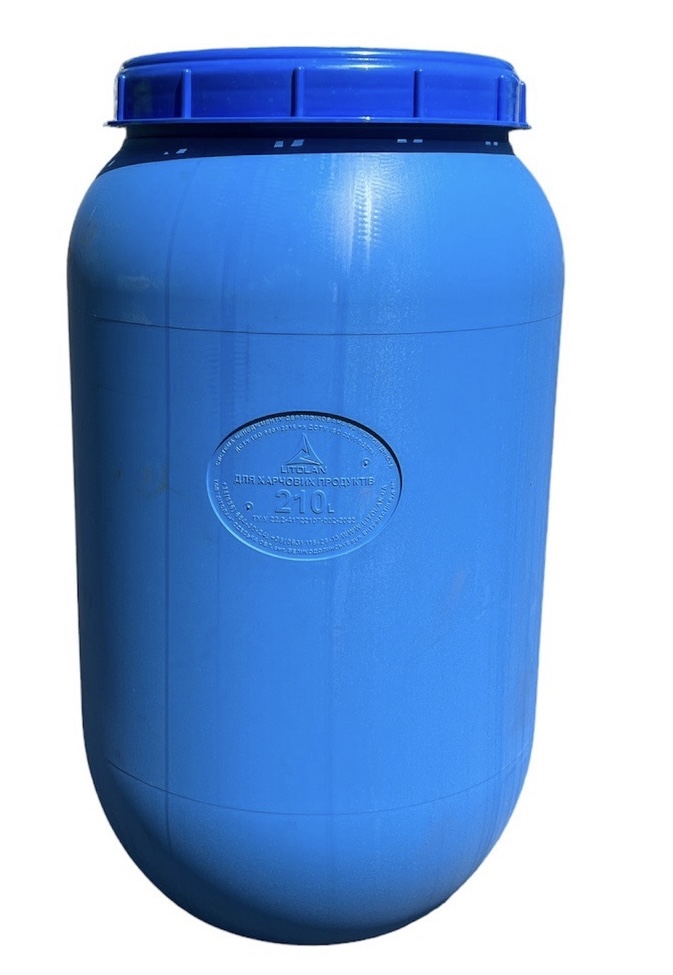 Bidon plastic cu capac 230 L (albastru) H=1.08 m/W=0.55 m  LITOLAN