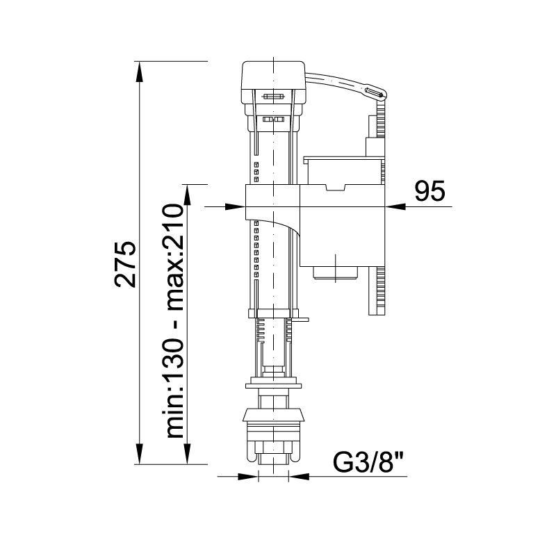 Mecanism de scurgere pentru WC D. 3/8" STY-705-M  STYRON