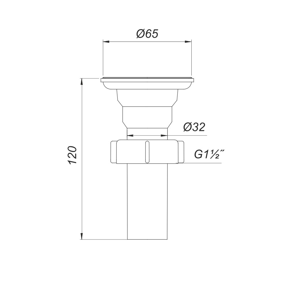 Ventil evacuare metalic cu teava D. 1.1/4" x 65 У0100.3100  SOLOPLAST