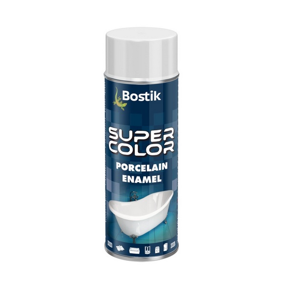 Vopsea-spray SUPER COLOR Portelan Enamel (epoxy) pentru ceramice si obiecte emailate 400 ml (alb)  BOSTIK