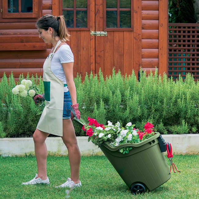 Roabă multifuncțională completă cu oprire mătură Verde, 60 kg (59.5x53x88.5H) Helpy Cart  STEFANPLAST