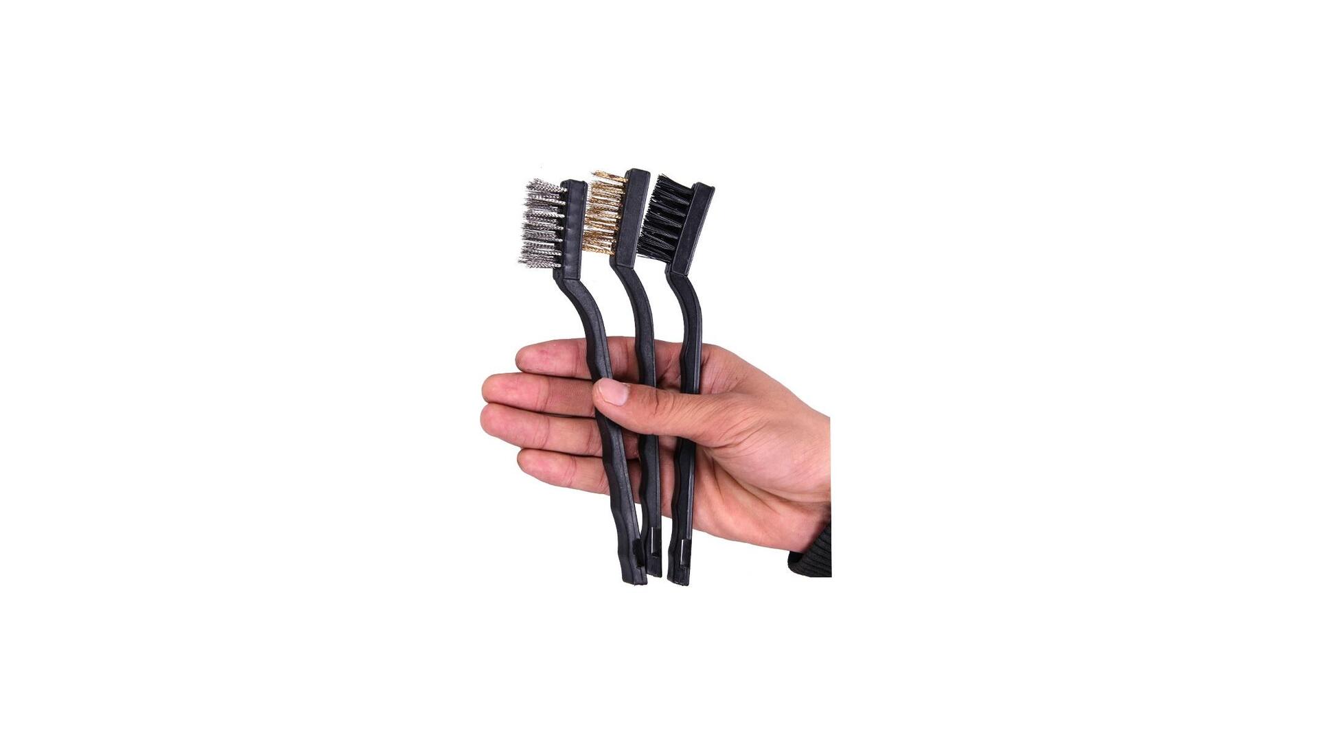 Set cu 3 perii (nailon, alama, otel) 175 mm  HARDEN