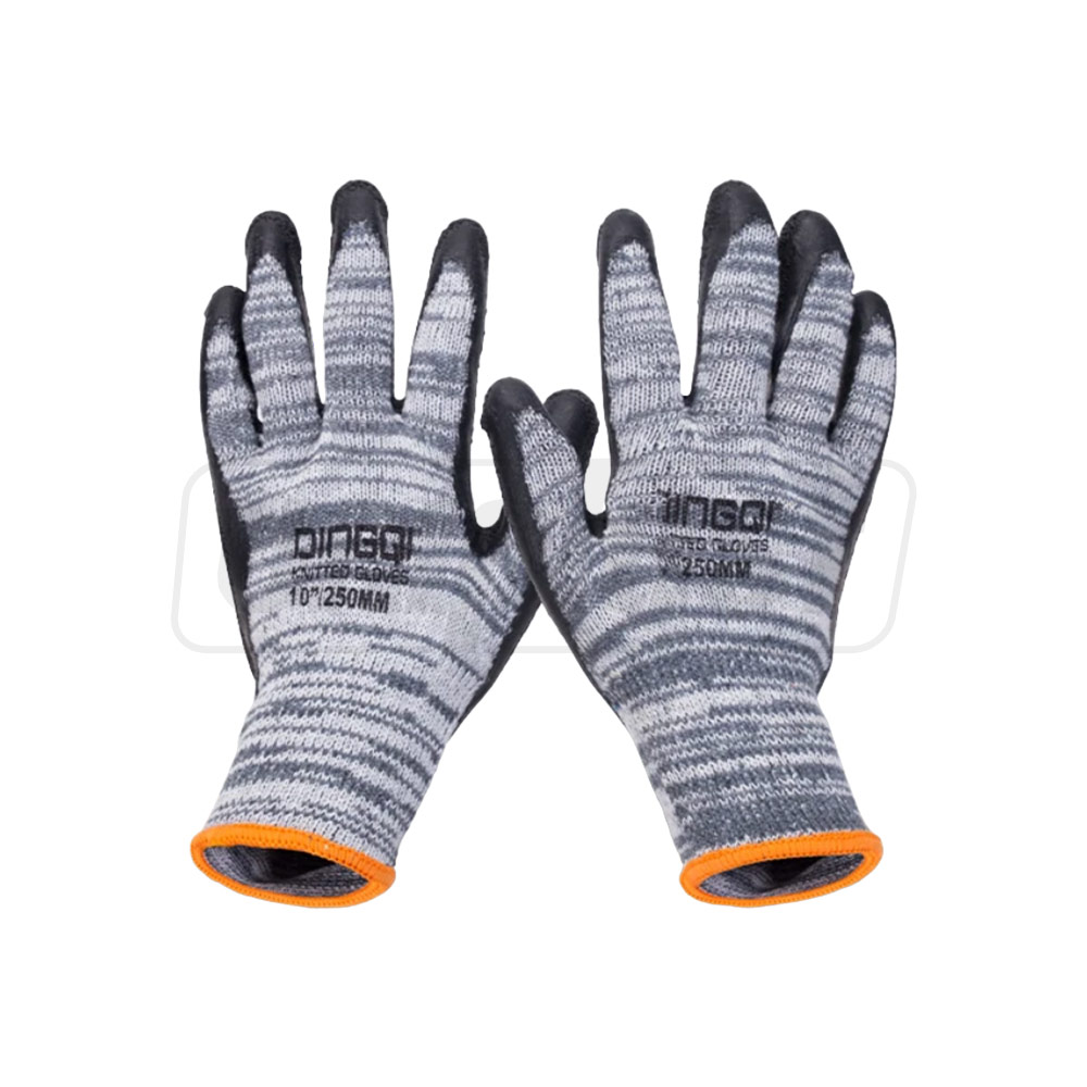 Manusi cu strat de protectie din PU (poliuretan) pe palme si degete, 10" (gri/negru)  DINGQI