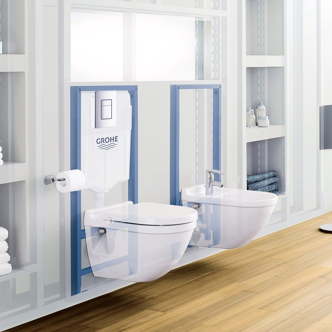 Rezervor incastrat pentru vas WC suspendat (cu cadru Skate Cosmo Crom) GROHE Rapid SL 38772001, cu buton