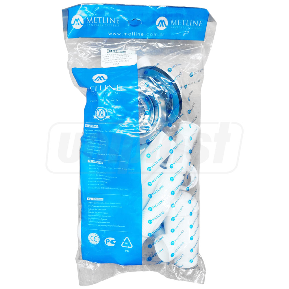 Sifon chiuveta tip "butelie" dublu D. 1.1/2" x 40 cu furtun gofrat 40/50 (750 mm) (B4-231-RDO40)  METLINE