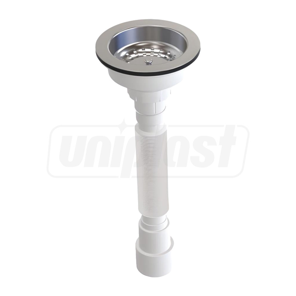 Sifon lavoar gofrat D. 3.1/2" x 40 ventil inox 115, L=750 mm  METLINE