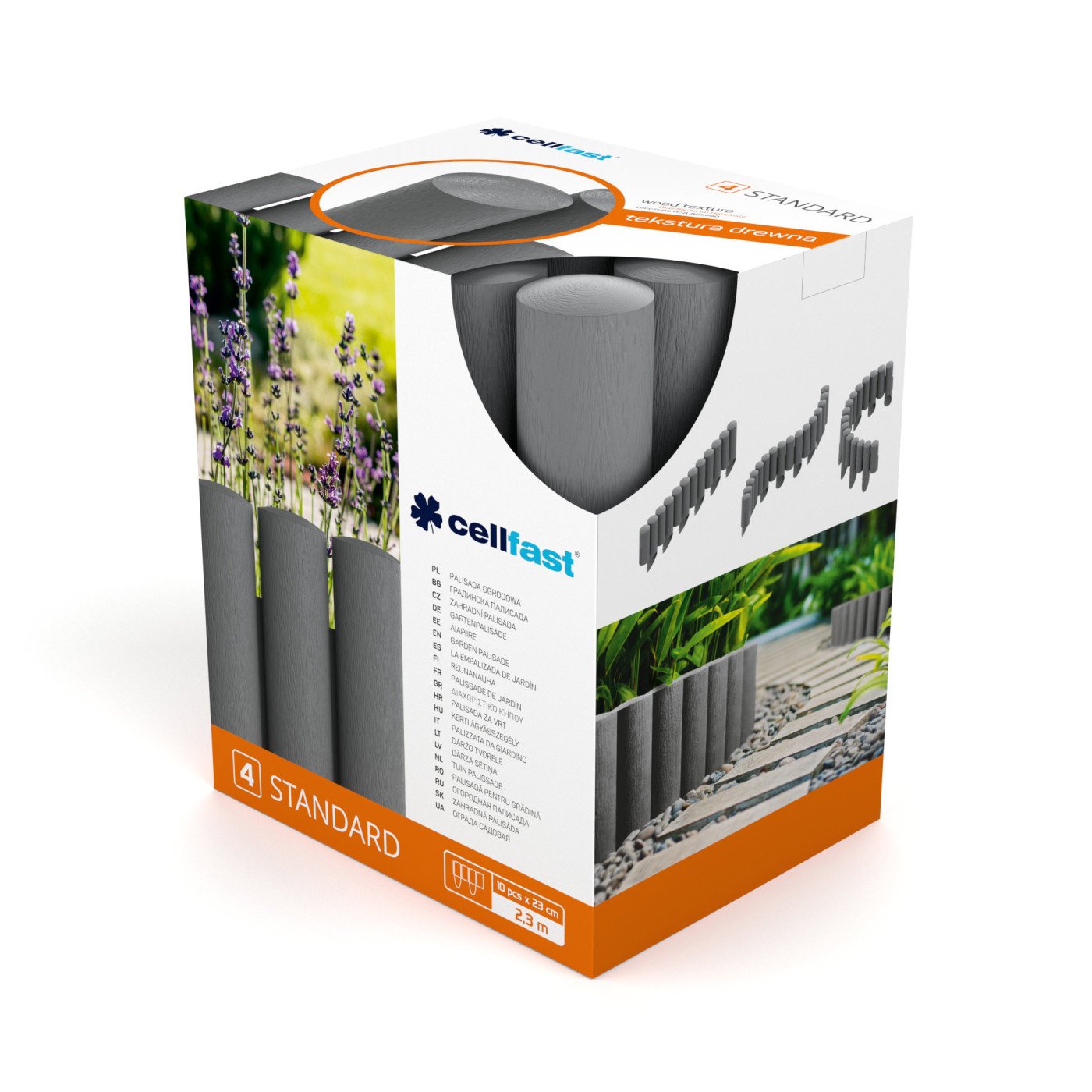 Gard decorativ pentru gradina (4 elemente SET) L=2.3 m, H=155/255 (grafiro) 34-044  CELLFAST