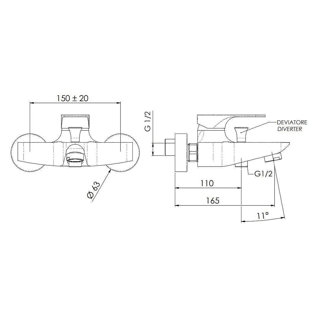 Baterie front pentru baie CLASS LINE L05NO (negru mat)  REMER