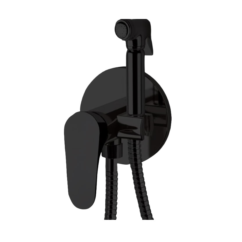 Set dus igiena intima cu agatatoare para furtun si baterie incastrata CLASS LINE 65NO (negru mat)  REMER