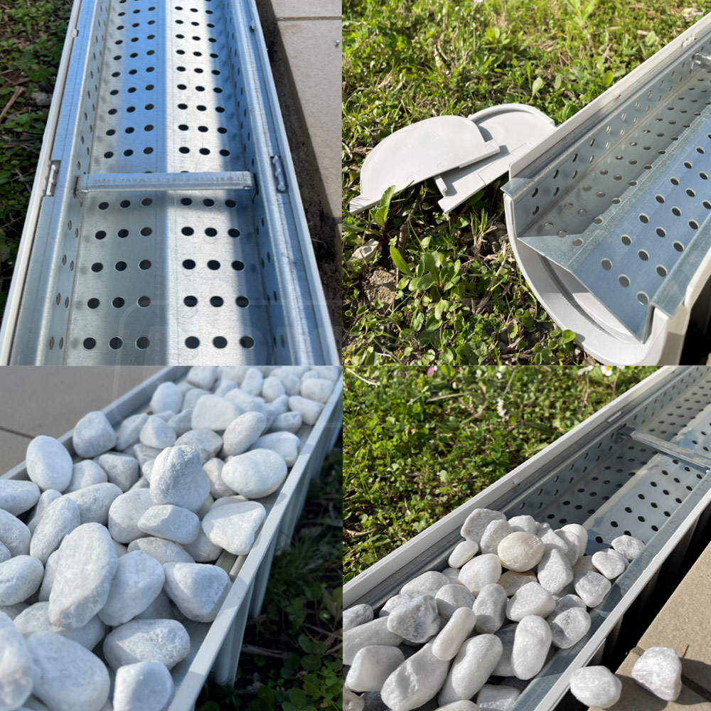 Rigola plastic (HDPE) cu grila din otel zincat pentru pietre 4STONE 100x70x1000 mm A15 EN1433 (D.110)  MUFLESYSTEM