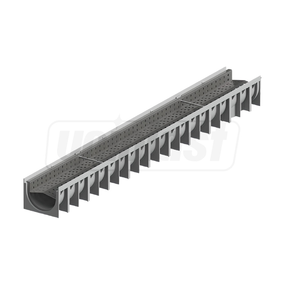 Rigola plastic (HDPE) cu grila din otel zincat pentru pietre 4STONE 100x70x1000 mm A15 EN1433 (D.110)  MUFLESYSTEM