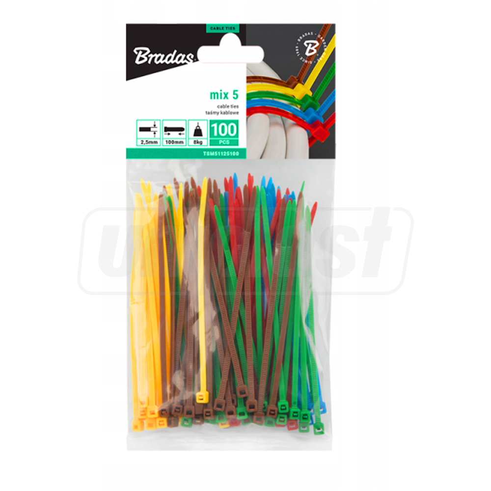 Coliere din nailon pentru cabluri 4.8 x 200 mm (colorate) (100 buc.)  BRADAS