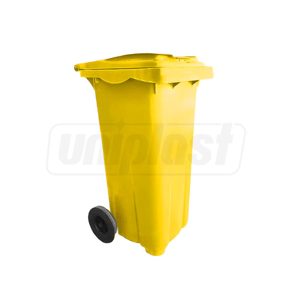 Cos HDPE pentru transportarea deseurilor 240 L pe roti (galben) UNIPLAST TR