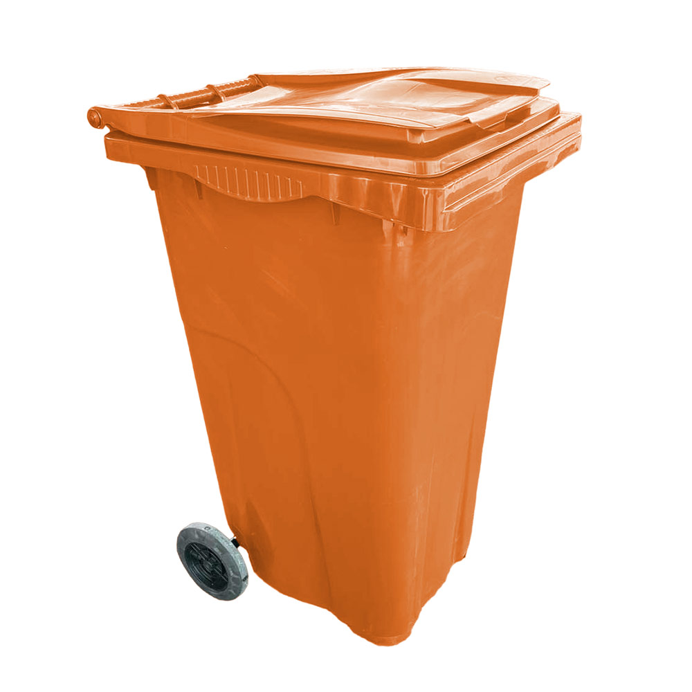 Бак мусорный 240 л (HDPE) на колесах (оранжевый) UNIPLAST TR